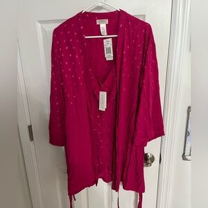 l*space Moonlit slip dress & Robe set in Heart Jacquard Bougainvillea small NWT!